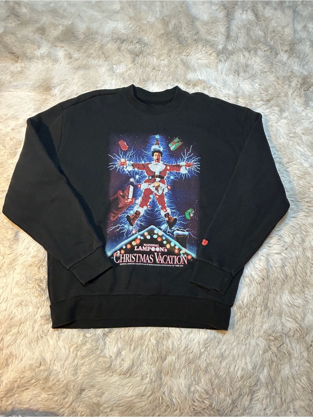 Hollister Black Graphic Christmas Vacation Crewneck